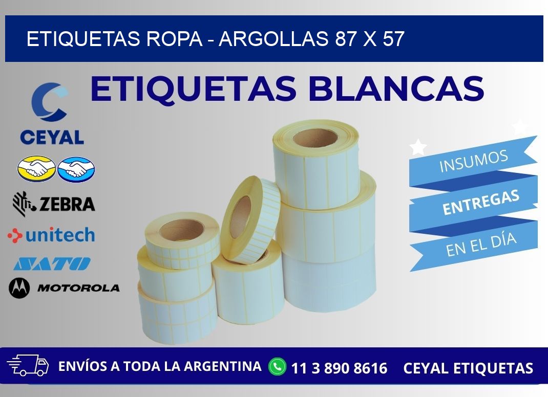 ETIQUETAS ROPA - ARGOLLAS 87 x 57