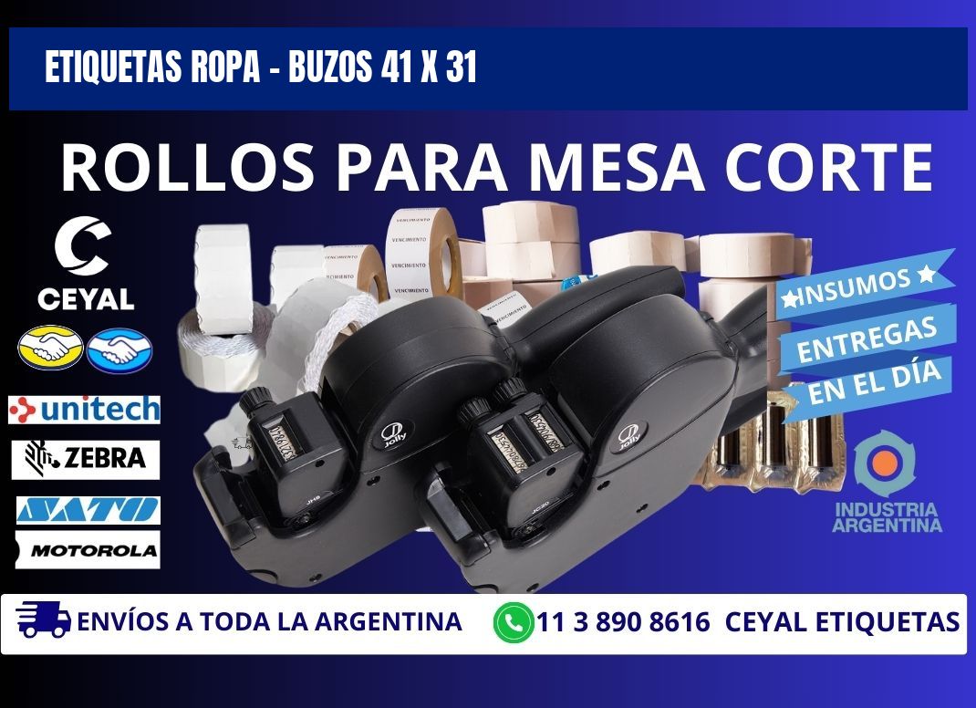 ETIQUETAS ROPA - BUZOS 41 x 31