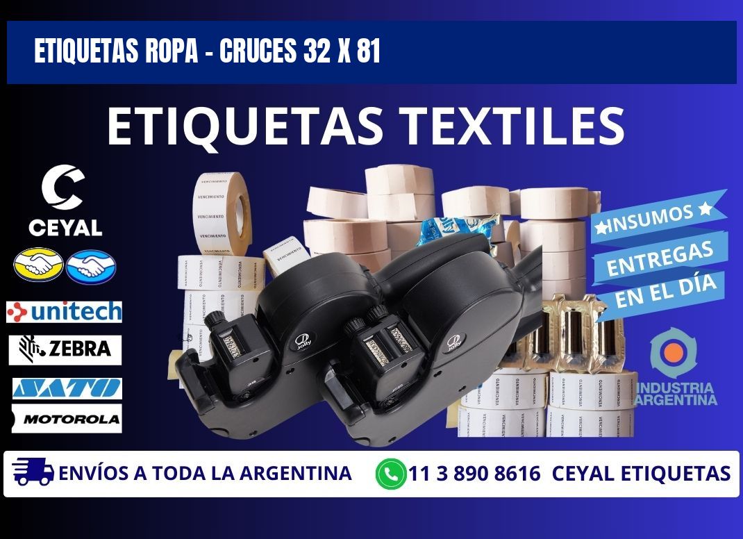 ETIQUETAS ROPA - CRUCES 32 x 81