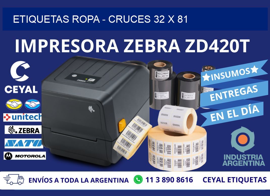 ETIQUETAS ROPA - CRUCES 32 x 81