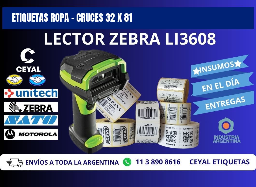 ETIQUETAS ROPA - CRUCES 32 x 81