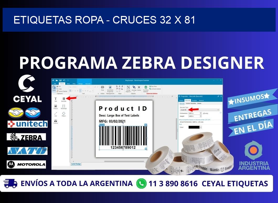 ETIQUETAS ROPA - CRUCES 32 x 81