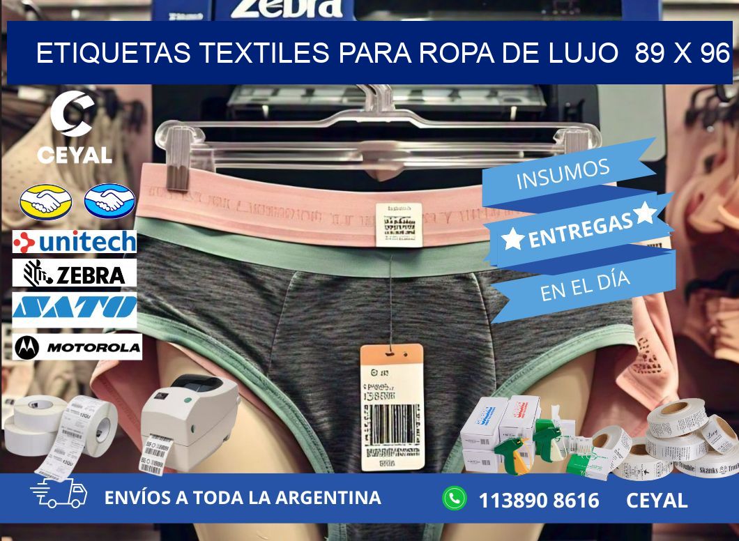 ETIQUETAS TEXTILES PARA ROPA DE LUJO  89 x 96