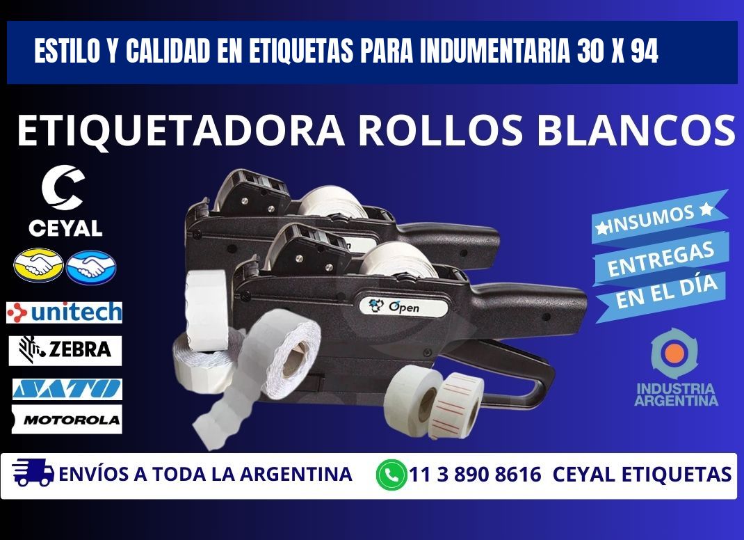 Estilo y Calidad en Etiquetas para Indumentaria 30 x 94