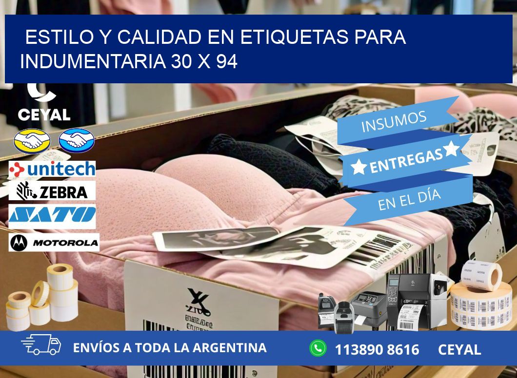 Estilo y Calidad en Etiquetas para Indumentaria 30 x 94