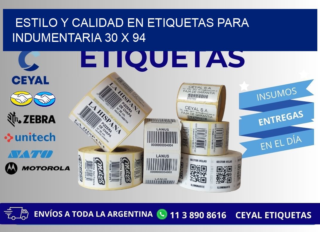 Estilo y Calidad en Etiquetas para Indumentaria 30 x 94