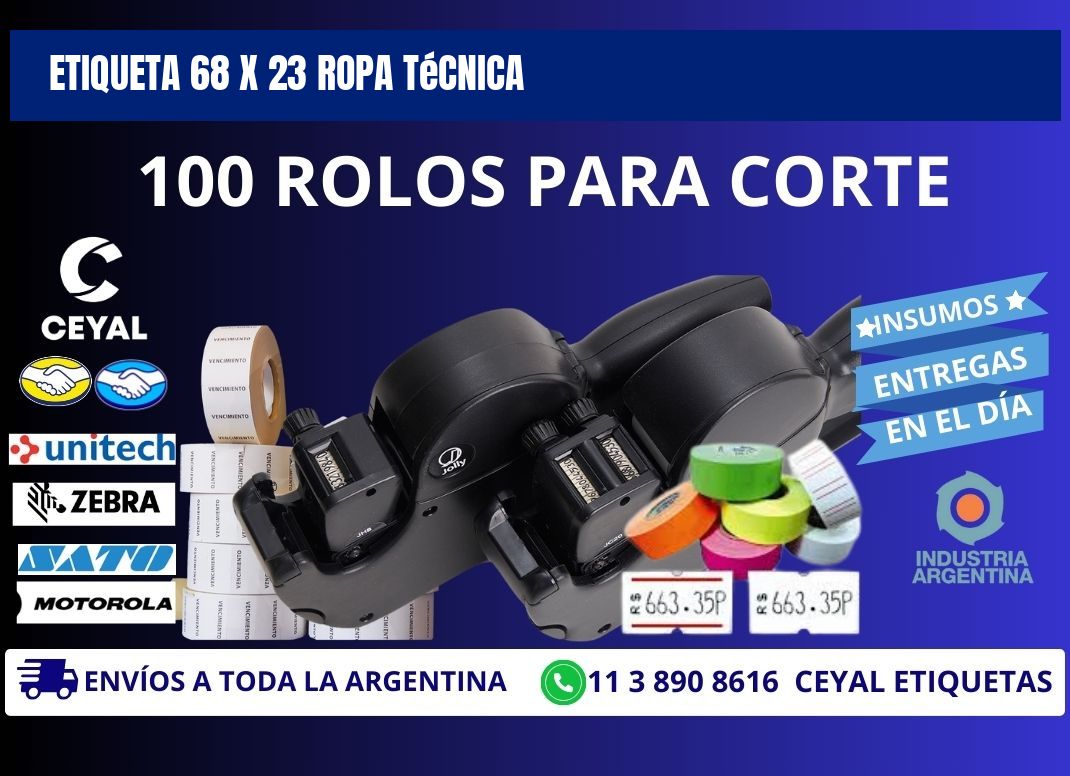 Etiqueta 68 x 23 ropa técnica