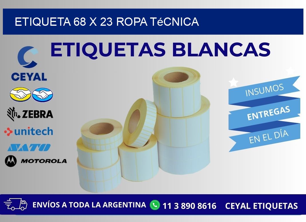 Etiqueta 68 x 23 ropa técnica