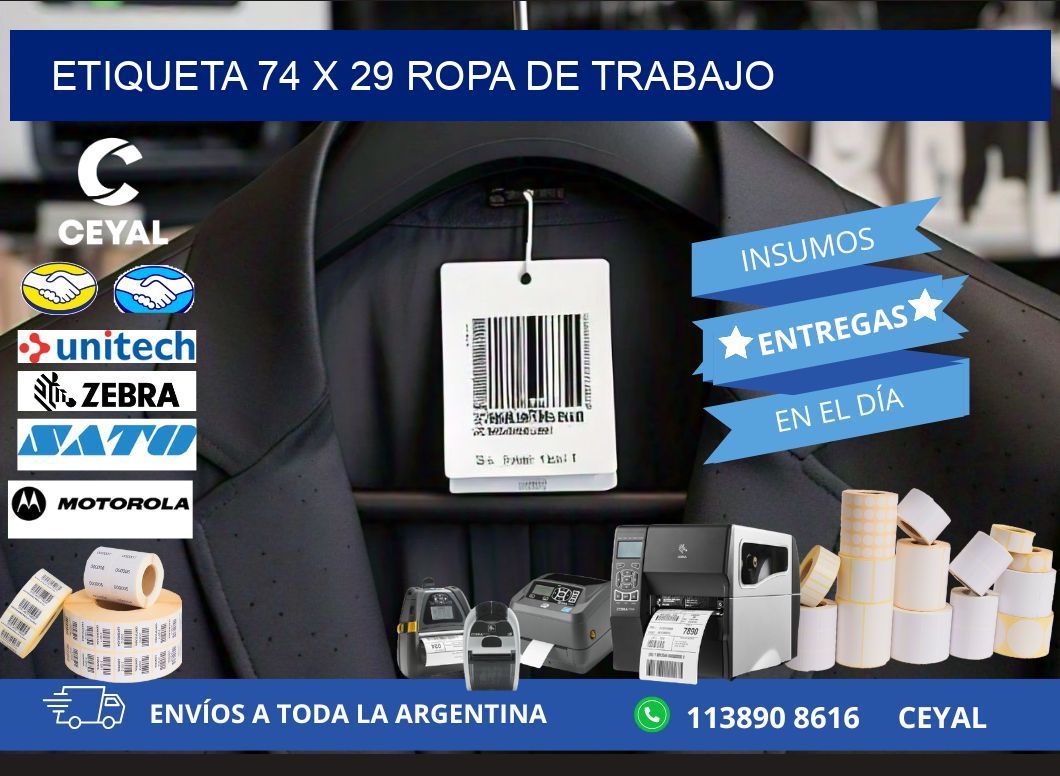 Etiqueta 74 x 29 ropa de trabajo