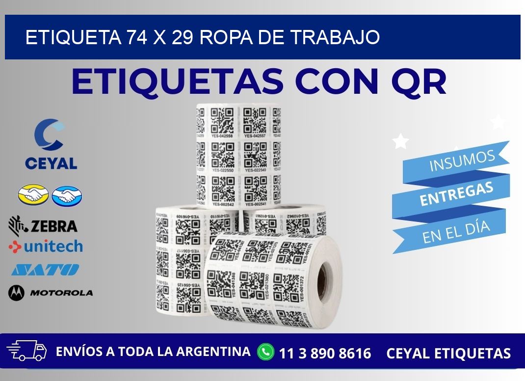 Etiqueta 74 x 29 ropa de trabajo