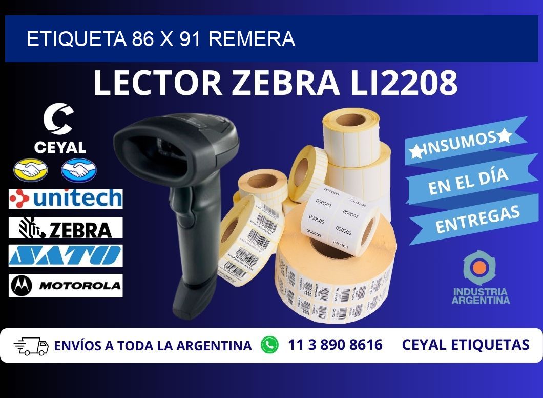 Etiqueta 86 x 91 remera