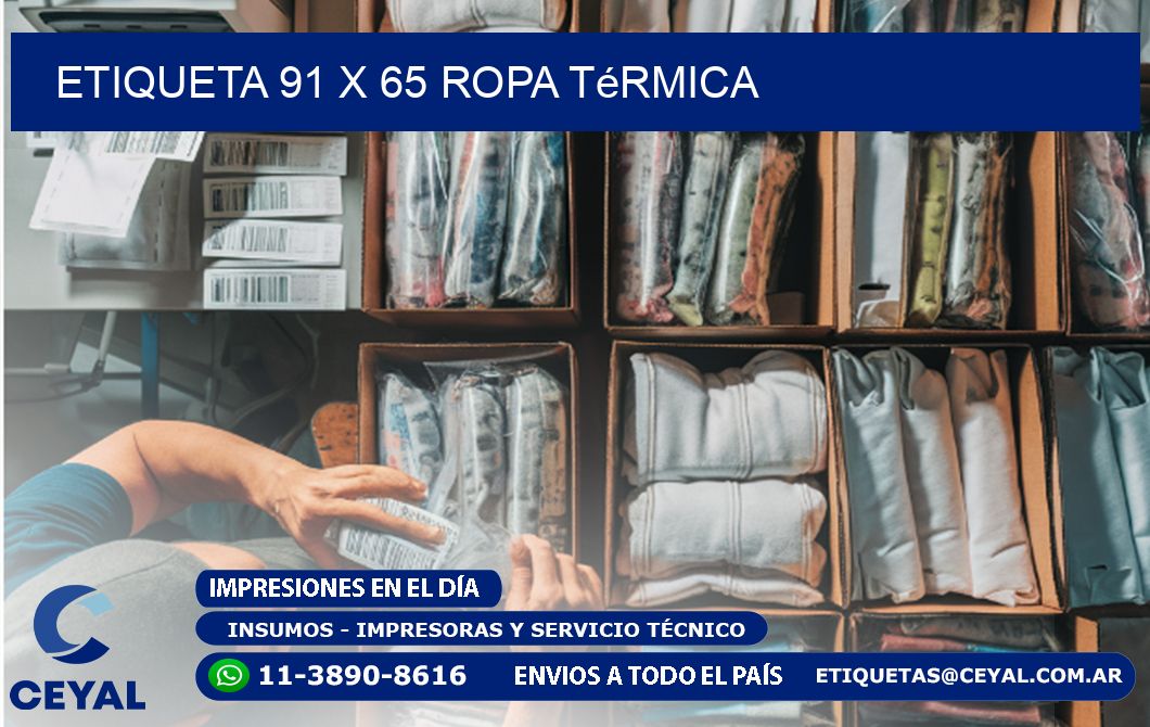 Etiqueta 91 x 65 ropa térmica