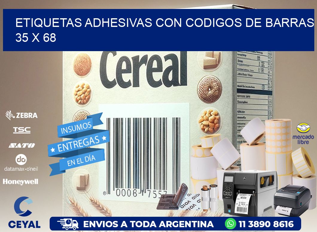 Etiquetas Adhesivas con Codigos de Barras  35 x 68