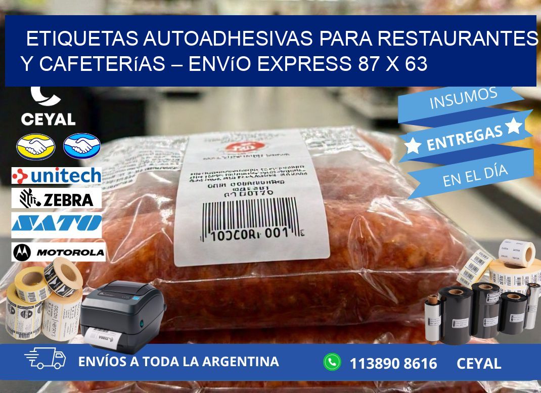 Etiquetas autoadhesivas para restaurantes y cafeterías – Envío express 87 x 63