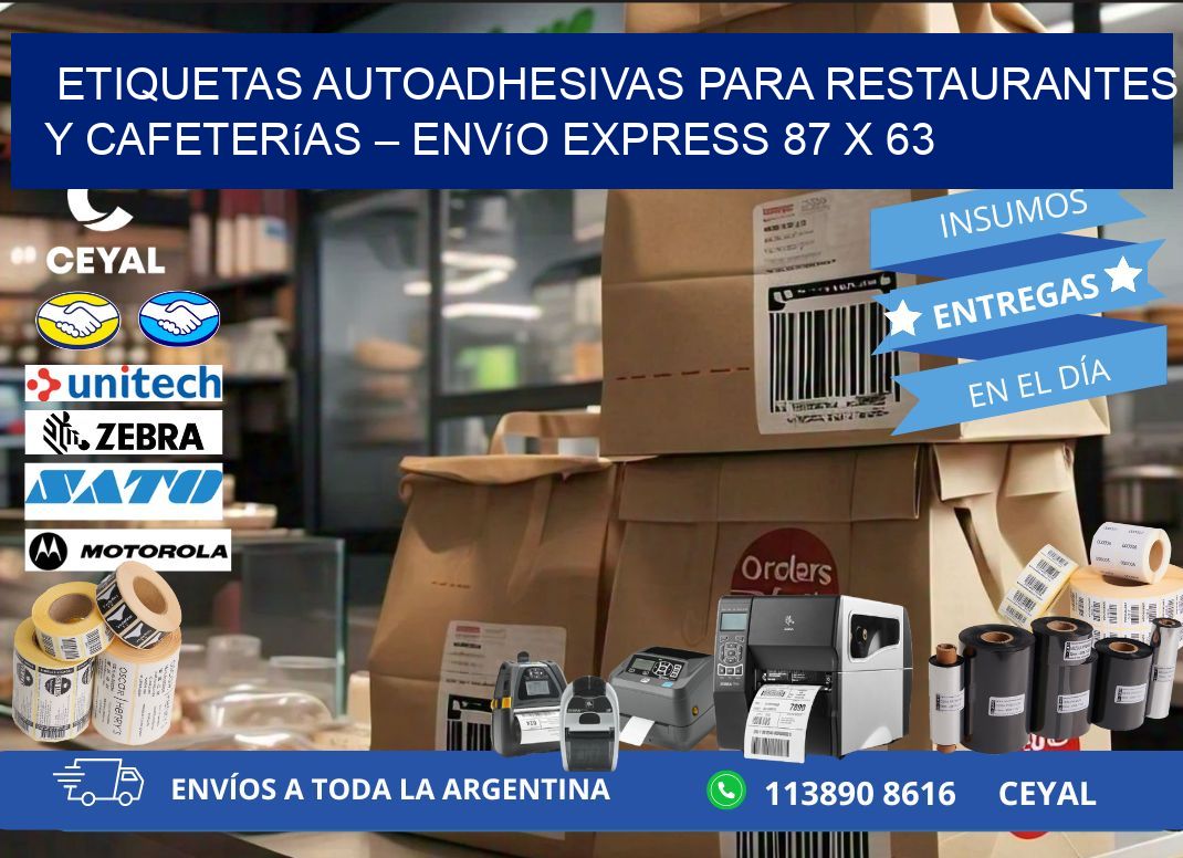 Etiquetas autoadhesivas para restaurantes y cafeterías – Envío express 87 x 63