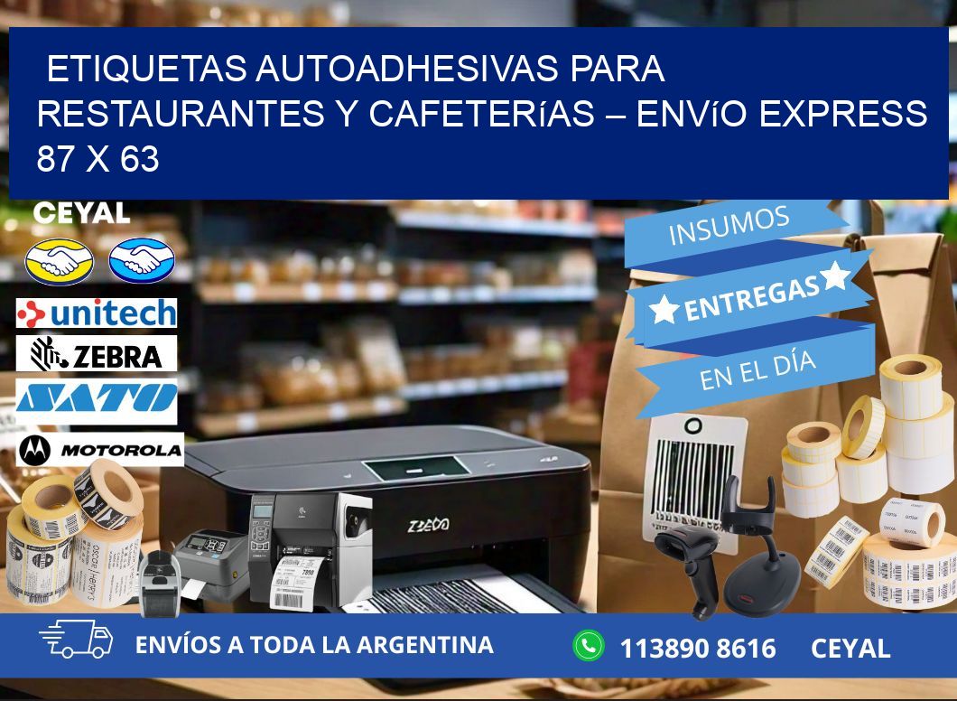 Etiquetas autoadhesivas para restaurantes y cafeterías – Envío express 87 x 63