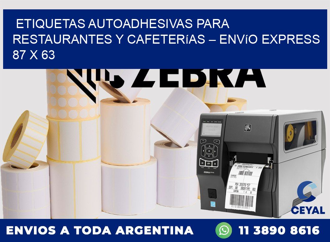 Etiquetas autoadhesivas para restaurantes y cafeterías – Envío express 87 x 63