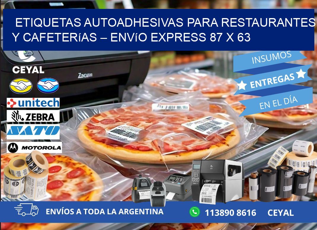 Etiquetas autoadhesivas para restaurantes y cafeterías – Envío express 87 x 63