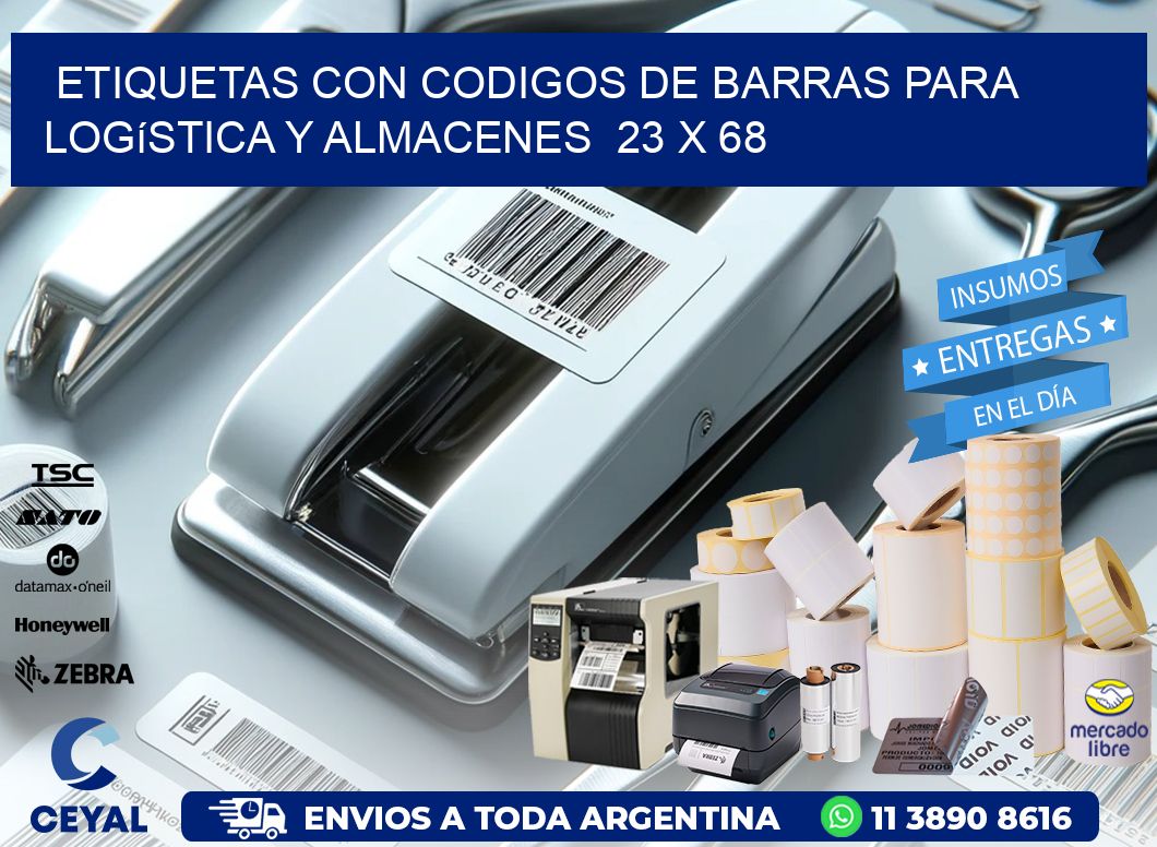 Etiquetas con Codigos de Barras para Logística y Almacenes  23 x 68