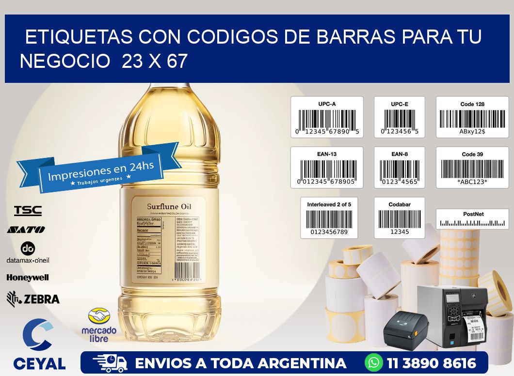 Etiquetas con Codigos de Barras para tu Negocio  23 x 67