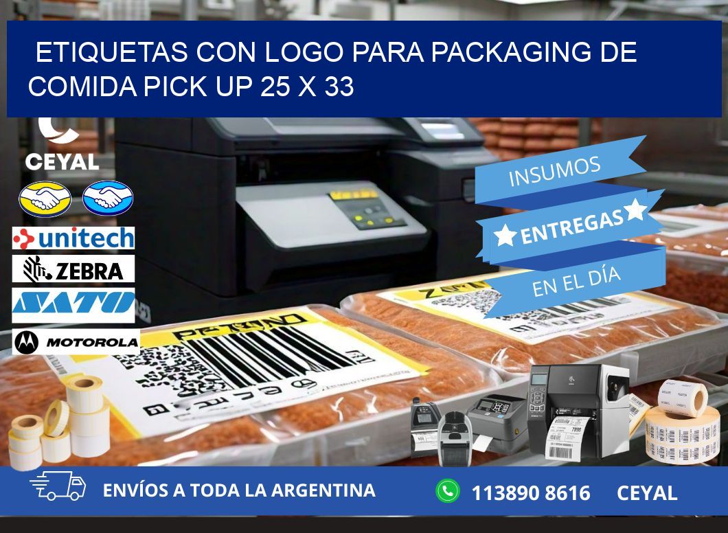 Etiquetas con logo para packaging de comida pick up 25 x 33