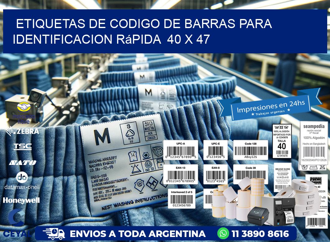 Etiquetas de Codigo de Barras para Identificacion Rápida  40 x 47