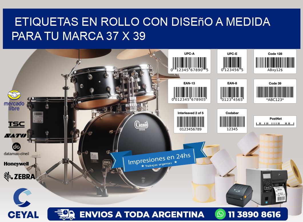 Etiquetas en Rollo con Diseño a Medida para tu Marca 37 x 39