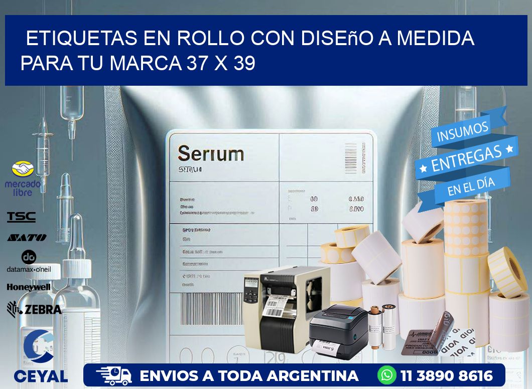 Etiquetas en Rollo con Diseño a Medida para tu Marca 37 x 39