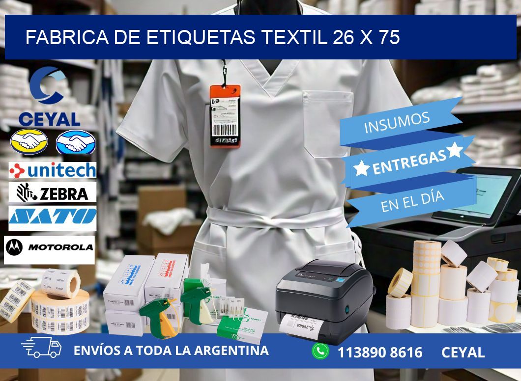 FABRICA DE ETIQUETAS TEXTIL 26 x 75