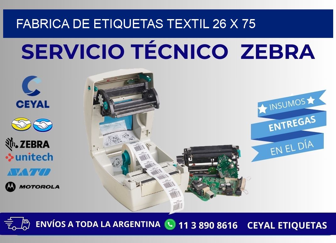 FABRICA DE ETIQUETAS TEXTIL 26 x 75