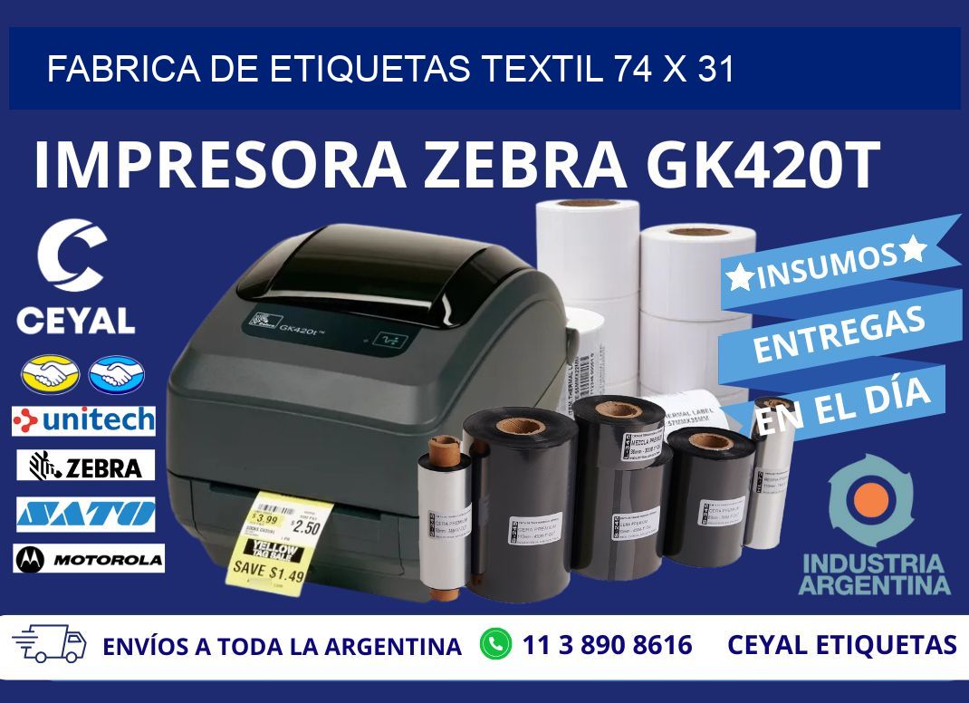 FABRICA DE ETIQUETAS TEXTIL 74 x 31