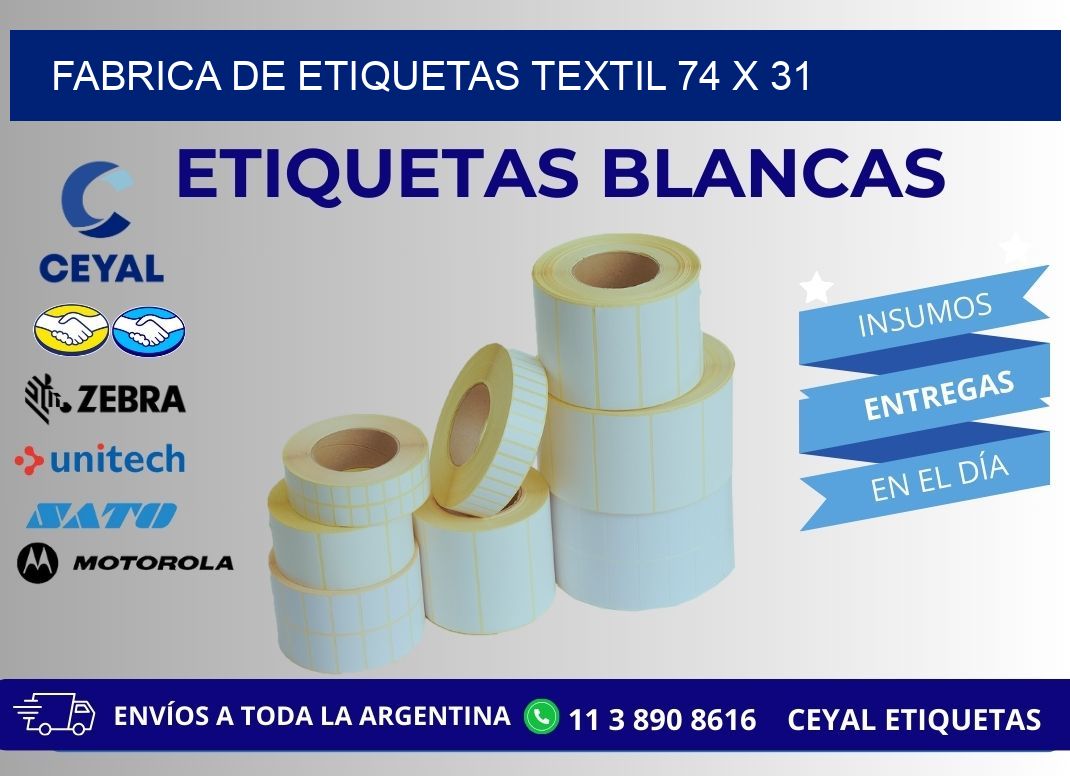 FABRICA DE ETIQUETAS TEXTIL 74 x 31