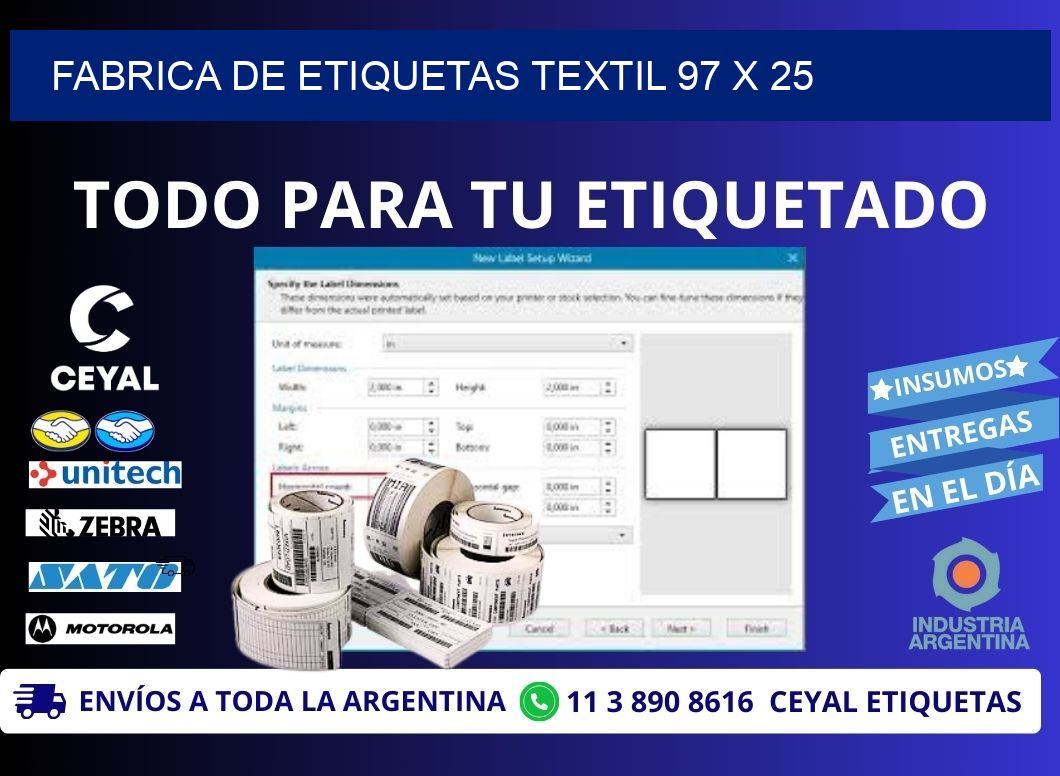 FABRICA DE ETIQUETAS TEXTIL 97 x 25