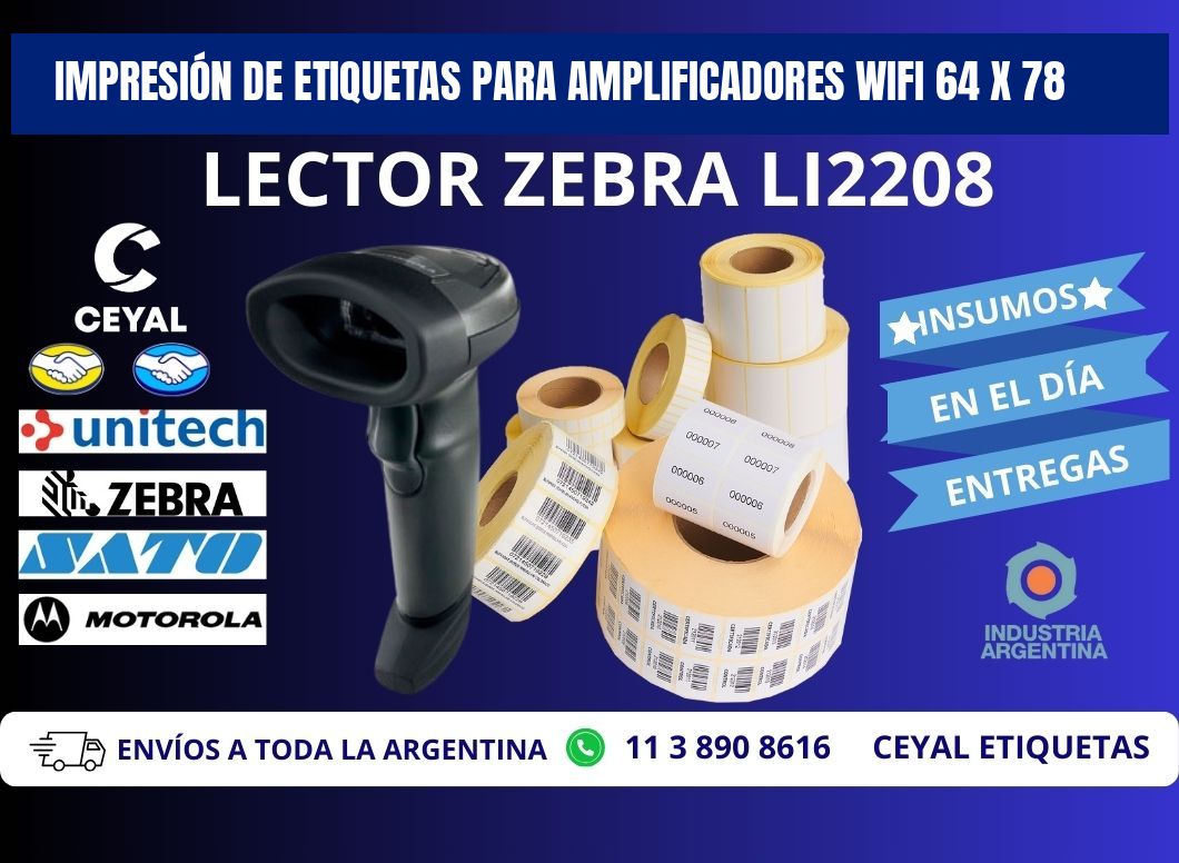 IMPRESIÓN DE ETIQUETAS PARA AMPLIFICADORES WIFI 64 x 78