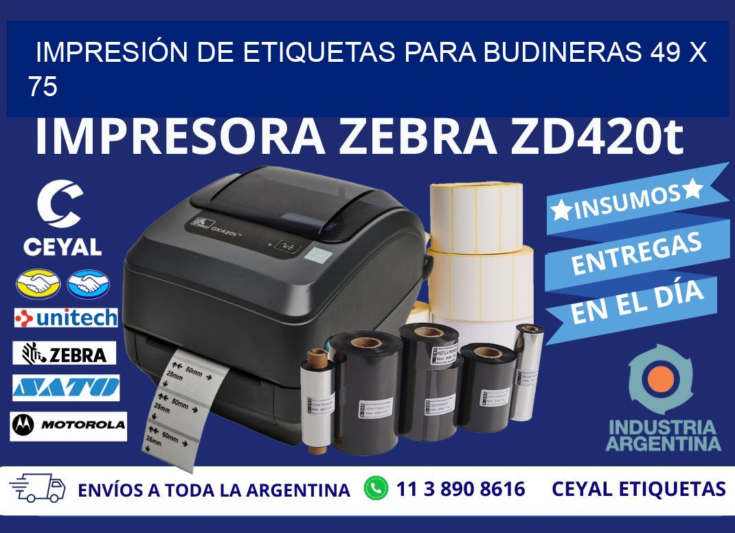 IMPRESIÓN DE ETIQUETAS PARA BUDINERAS 49 x 75