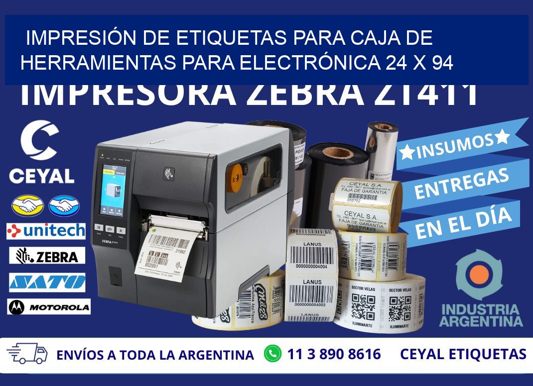 IMPRESIÓN DE ETIQUETAS PARA CAJA DE HERRAMIENTAS PARA ELECTRÓNICA 24 x 94