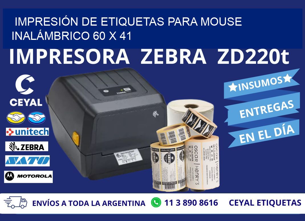 IMPRESIÓN DE ETIQUETAS PARA MOUSE INALÁMBRICO 60 x 41