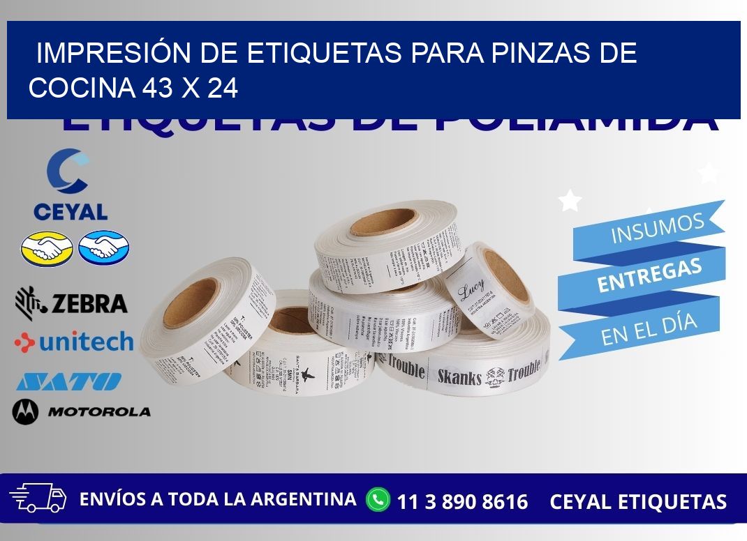 IMPRESIÓN DE ETIQUETAS PARA PINZAS DE COCINA 43 x 24