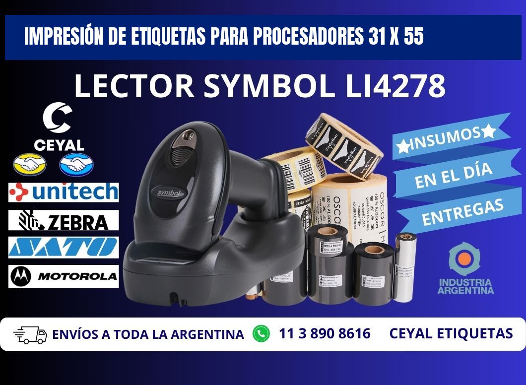 IMPRESIÓN DE ETIQUETAS PARA PROCESADORES 31 x 55