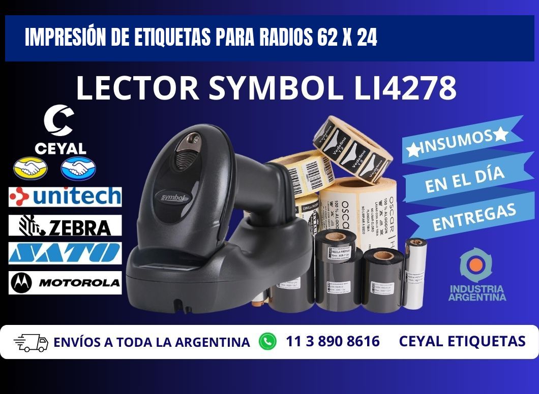 IMPRESIÓN DE ETIQUETAS PARA RADIOS 62 x 24