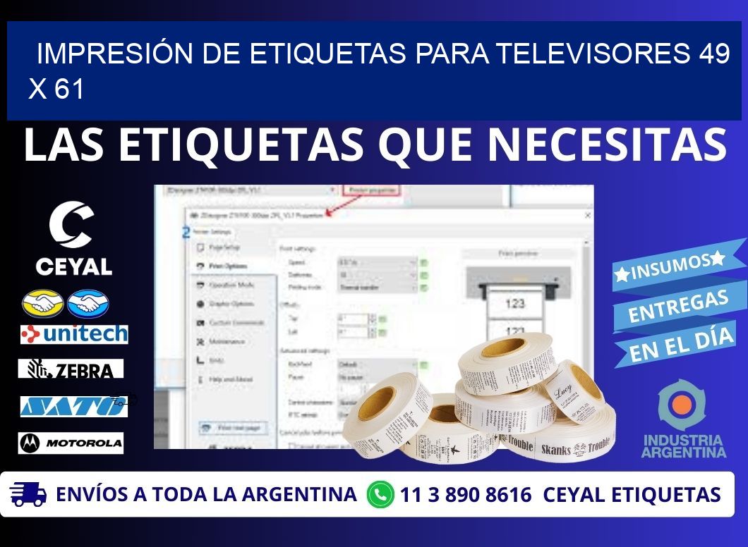 IMPRESIÓN DE ETIQUETAS PARA TELEVISORES 49 x 61