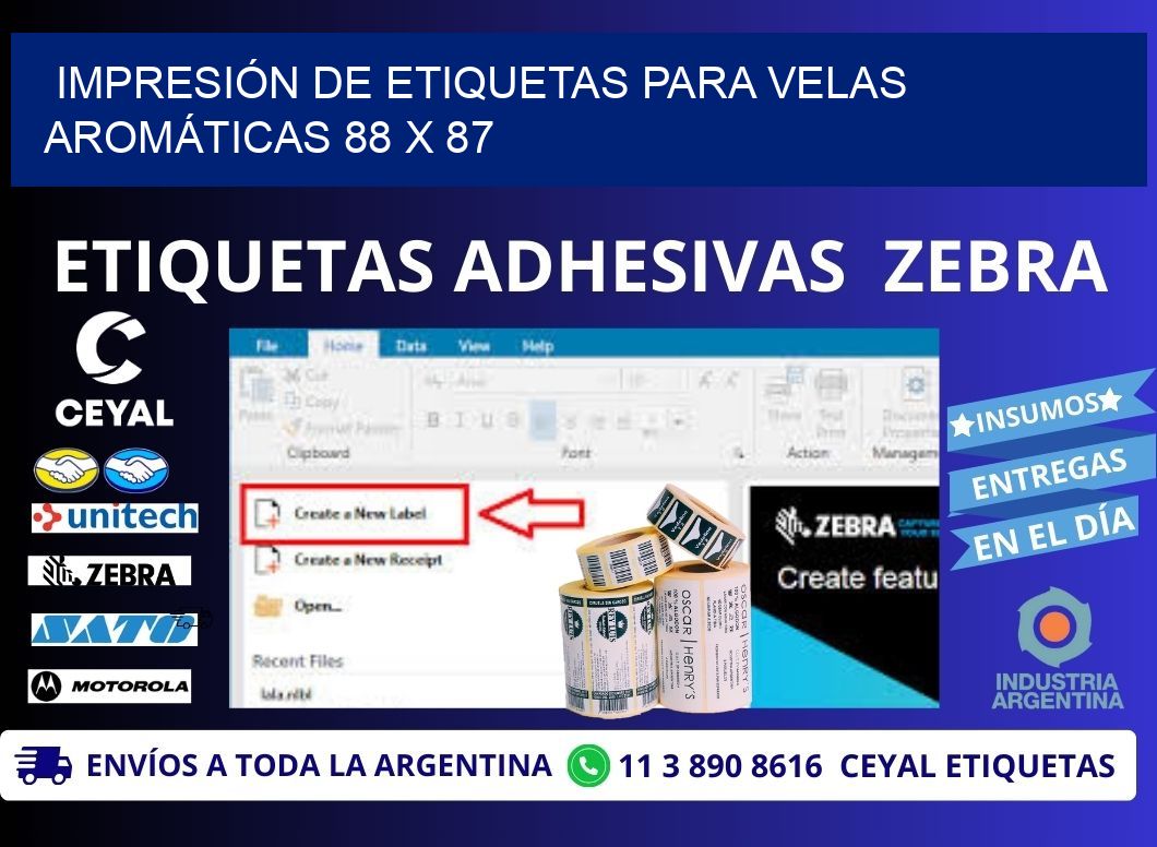 IMPRESIÓN DE ETIQUETAS PARA VELAS AROMÁTICAS 88 x 87