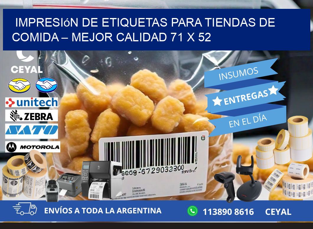 Impresión de etiquetas para tiendas de comida – Mejor calidad 71 x 52