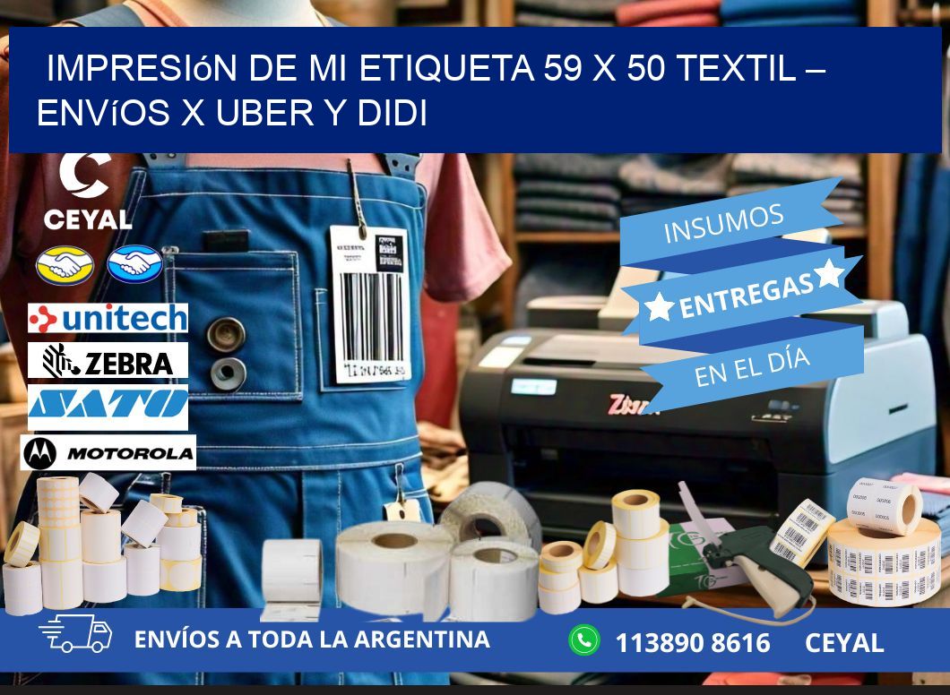 Impresión de mi Etiqueta 59 x 50 textil – Envíos x Uber y DiDi