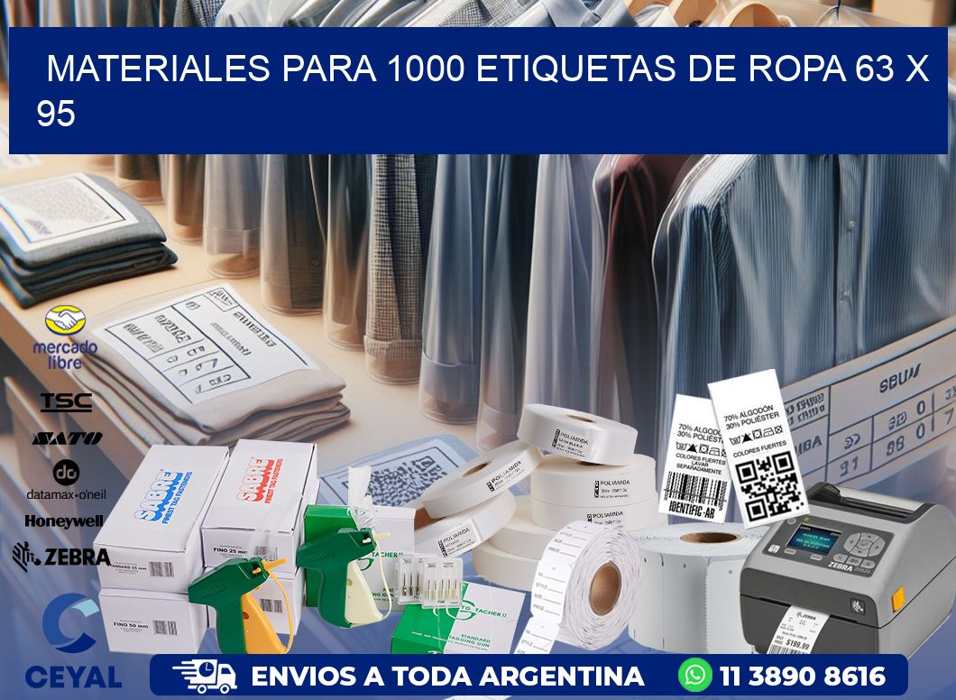 MATERIALES PARA 1000 ETIQUETAS DE ROPA 63 x 95