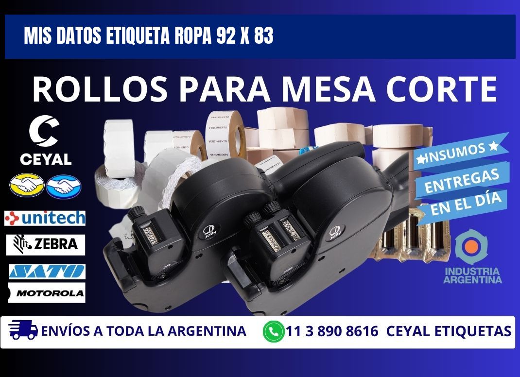 MIS DATOS ETIQUETA ROPA 92 x 83