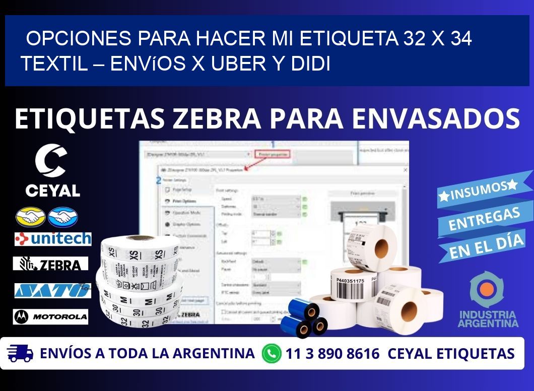 Opciones para hacer mi Etiqueta 32 x 34 textil – Envíos x Uber y DiDi