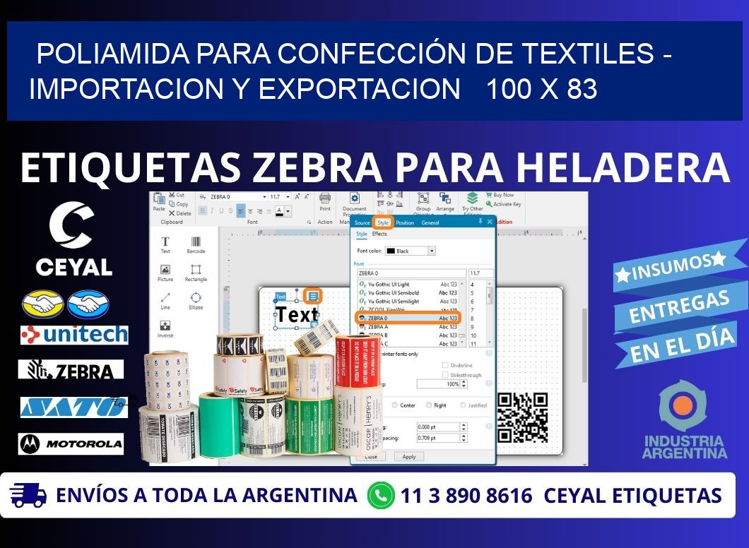 POLIAMIDA PARA CONFECCIÓN DE TEXTILES - IMPORTACION Y EXPORTACION 100 x 83