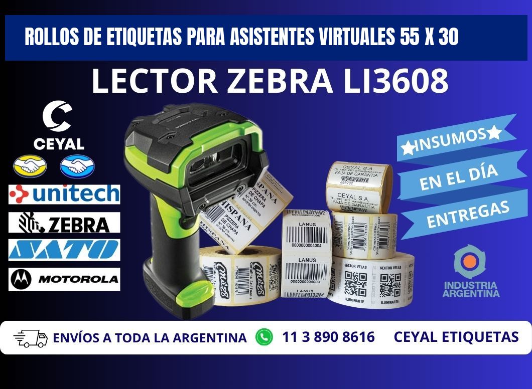 ROLLOS DE ETIQUETAS PARA ASISTENTES VIRTUALES 55 x 30