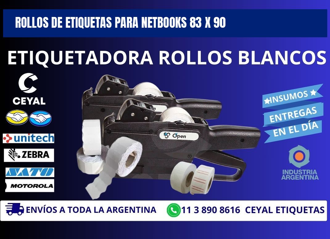 ROLLOS DE ETIQUETAS PARA NETBOOKS 83 x 90